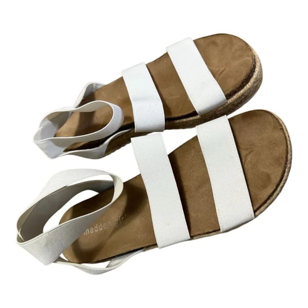 Madden Girl Carly Wedge Sandal White Women's Size 8M